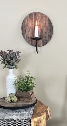ROUND PILLAR & TAPER SCONCE CANDLE HOLDER